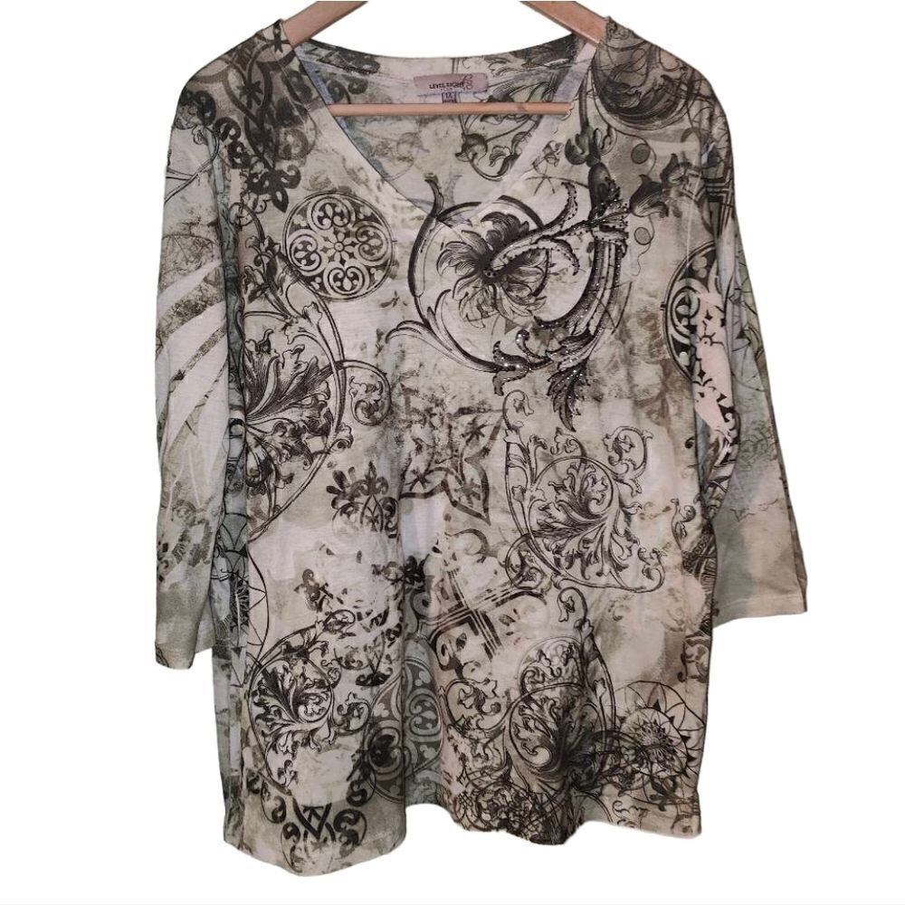 Level Eight Y2K Bling 3/4 Sleeve Blouse